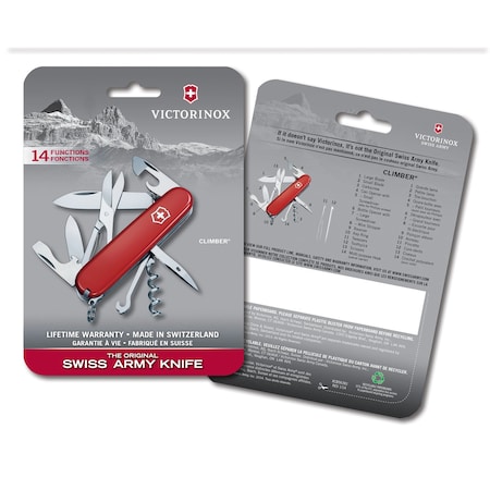 Swiss Army Victorinox Climber Red 420 HC Stainless Steel 3.5" Multi-Function Knife 1.3703.B1-X1